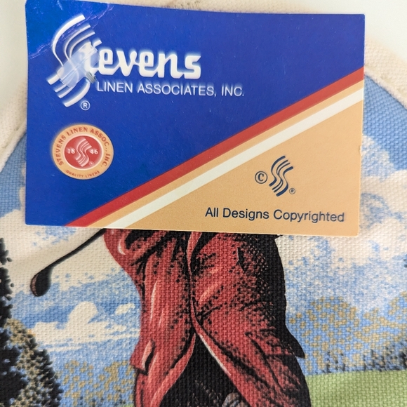 STEVENS LINEN Old World Golfer Couple Pot Holder/Hot Pad SET Golf Gentleman Lady - Picture 3 of 7